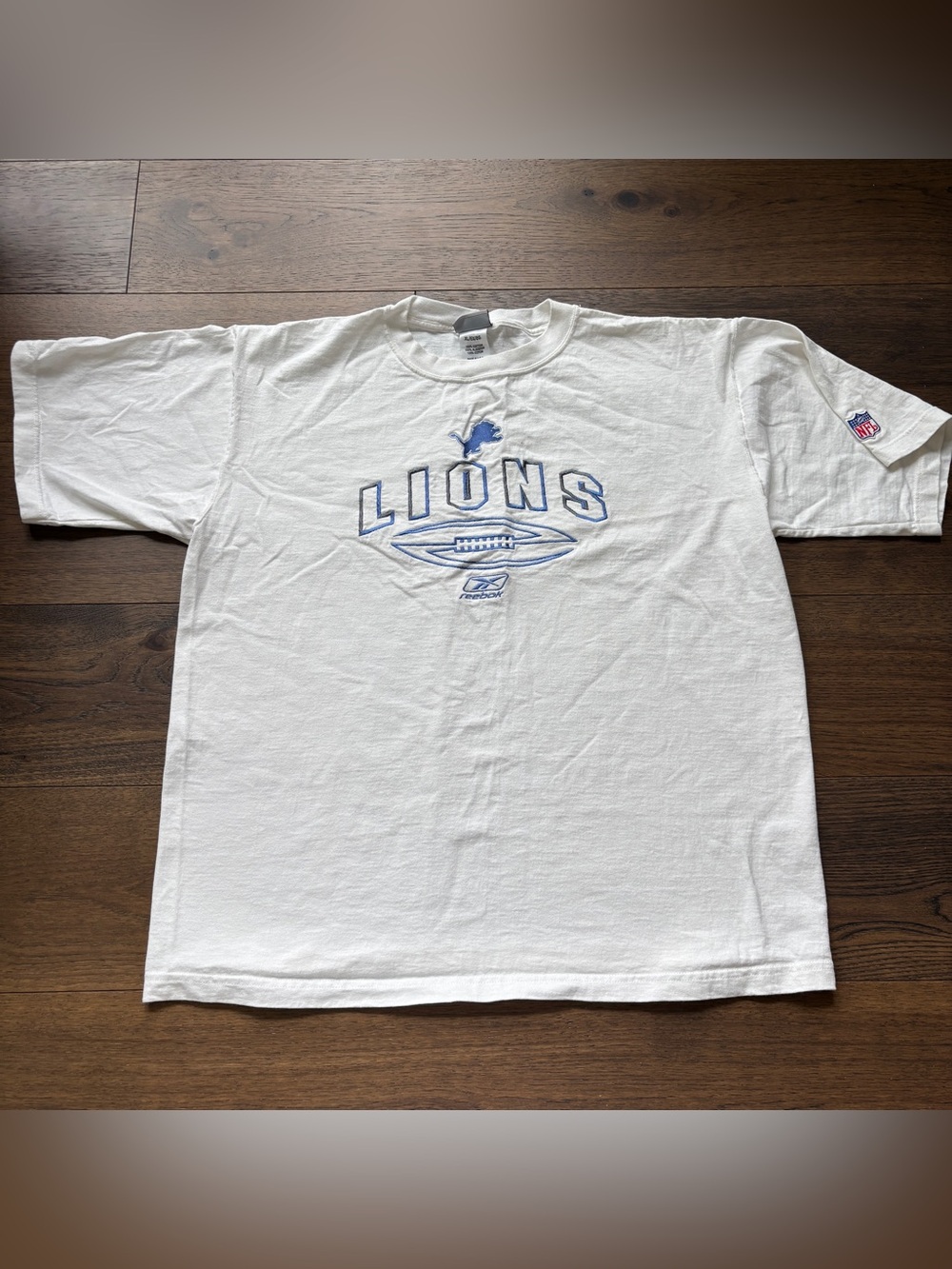 Vintage 90s/y2k Reebok Detroit Lions NFL Football T-Shirt Mens XL White